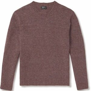A.P.C. - Men’s Size Medium - Lucas Brushed Knitted Sweater - Chestnut Brown